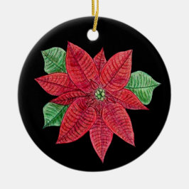 Poinsettia MEMORIAL Ornament/Black - Aanpassen! Keramisch Ornament