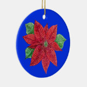 Poinsettia MEMORIAL Ornament/Blue - Aanpassen! Keramisch Ornament (Rechts)