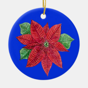 Poinsettia MEMORIAL Ornament/Blue - Aanpassen! Keramisch Ornament