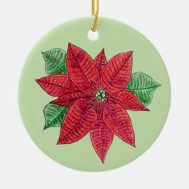 Poinsettia MEMORIAL Ornament/Mint - Pas aan! Keramisch Ornament