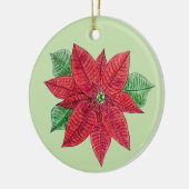 Poinsettia MEMORIAL Ornament/Mint - Pas aan! Keramisch Ornament (Links)