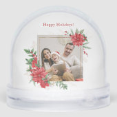 Poinsettia & Merry Christmas 3-Photo Snow Globe Sneeuwbol (Achterkant)