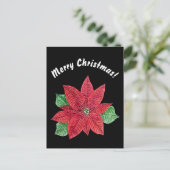 Poinsettia - Merry Christmas Postcard - Black Briefkaart (Staand voorkant)