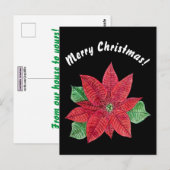 Poinsettia - Merry Christmas Postcard - Black Briefkaart (Voorkant / Achterkant)
