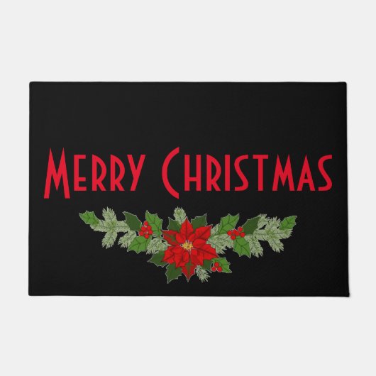 Poinsettia Merry kerst Deurmat (Voorkant)