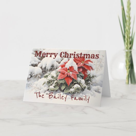 Poinsettia Merry kerst Kaart (Voorkant)