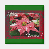 Poinsettia Merry kerst Magnet (Voorkant)