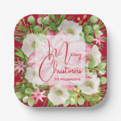 Poinsettia Merry kerst Papieren Bordje (Voorkant)
