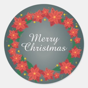 Poinsettia Merry kerst Ronde Sticker