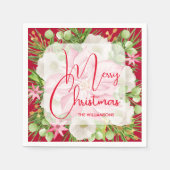 Poinsettia Merry kerst Servet (Voorkant)