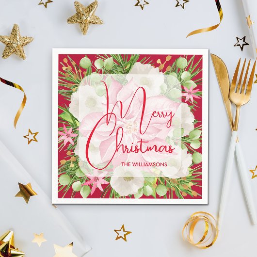 Poinsettia Merry kerst Servet