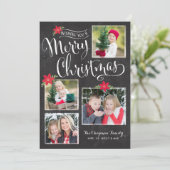 Poinsettia Merry-kerstfotokaart Feestdagenkaart (Staand voorkant)