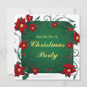 Poinsettia Merry Kerstparty Kaart (Voorkant)
