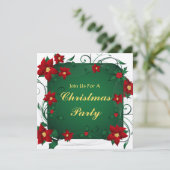 Poinsettia Merry Kerstparty Kaart (Staand voorkant)