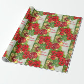 Poinsettia Merry Kerstrode groene cadeau Cadeaupapier (Uitgerold)