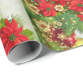 Poinsettia Merry Kerstrode groene cadeau Cadeaupapier (Rol Hoek)