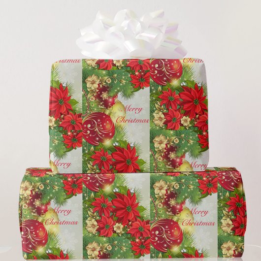 Poinsettia Merry Kerstrode groene cadeau Cadeaupapier