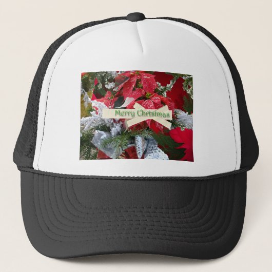 Poinsettia Merry-Pet voor kerstmis Trucker Pet (Voorkant)