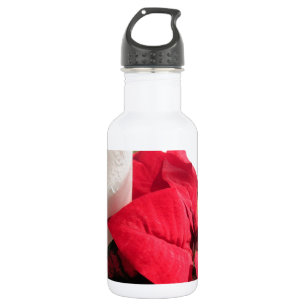 Poinsettia met kaars waterfles