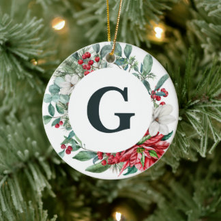 Poinsettia met ornament van het grote monogram