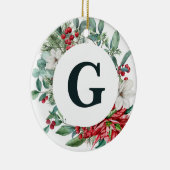 Poinsettia met ornament van het grote monogram (Rechts)