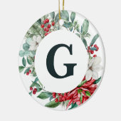 Poinsettia met ornament van het grote monogram (Links)