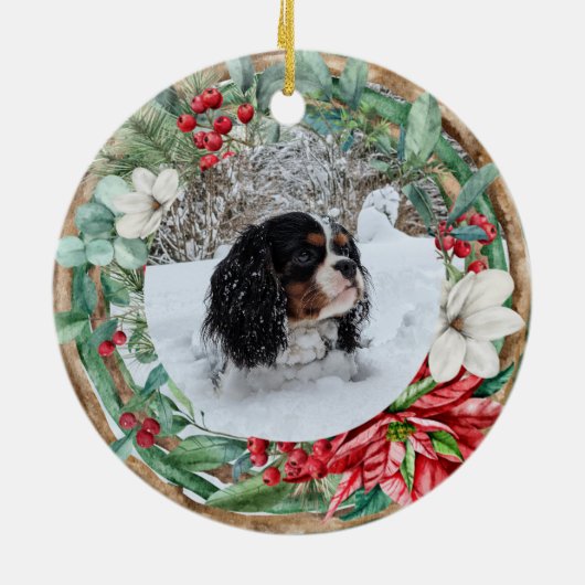 Poinsettia met ornament van het grote monogram (Achterkant)