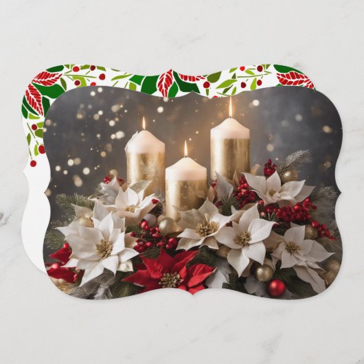 Poinsettia Middelpunt Voeg Handtekening & Groet to Feestdagenkaart (Voorkant / Achterkant)