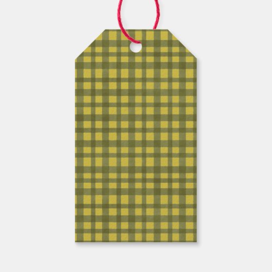 Poinsettia Minimal Green Gingham Vrolijk kerstfees Cadeaulabel (Achterkant)