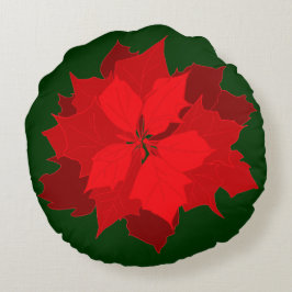 Poinsettia modern Kerst rood groen gooi kussen