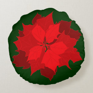 Poinsettia moderne rode kerstkussen met rode kerst rond kussen