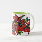 Poinsettia-Mok met twee tongen Tweekleurige Koffiemok (Voorkant rechts)