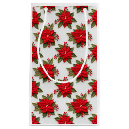 Poinsettia Needlework Christmas Holidays Felt Klein Cadeauzakje