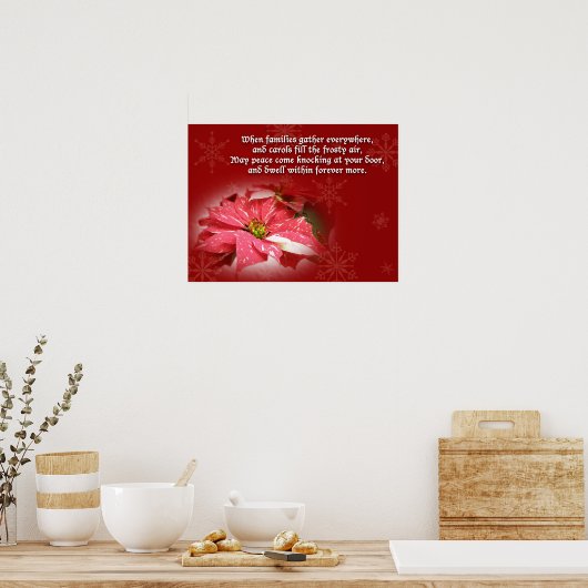 Poinsettia on Red With Poem Poster (Keuken)