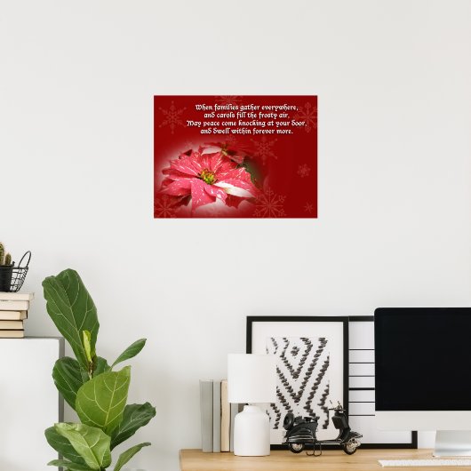 Poinsettia on Red With Poem Poster (Thuiskantoor)