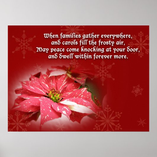 Poinsettia on Red With Poem Poster (Voorkant)