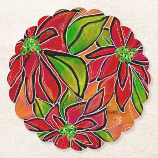 "Poinsettia" Onderzetter van pulpboard (Voorkant)