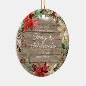 Poinsettia Ons eerste kerstfeest samen met een orn Keramisch Ornament (Rechts)