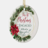 Poinsettia, onze eerste kerstfoto keramisch ornament (Rechts)