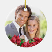 Poinsettia, onze eerste kerstfoto keramisch ornament (Achterkant)