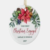 Poinsettia, onze eerste kerstfoto keramisch ornament (Rechts)