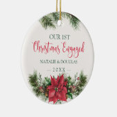 Poinsettia, onze eerste kerstfoto keramisch ornament (Rechts)