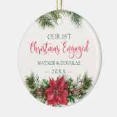 Poinsettia, onze eerste kerstfoto keramisch ornament (Links)