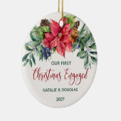 Poinsettia, onze eerste kerstfoto keramisch ornament (Rechts)