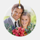 Poinsettia, onze eerste kerstfoto keramisch ornament (Achterkant)