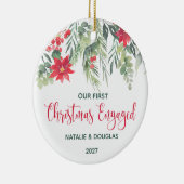 Poinsettia, onze eerste kerstfoto keramisch ornament (Rechts)