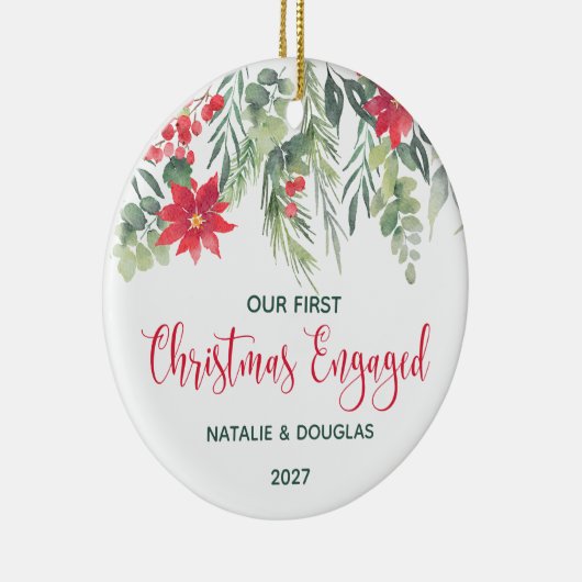 Poinsettia, onze eerste kerstfoto keramisch ornament (Rechts)