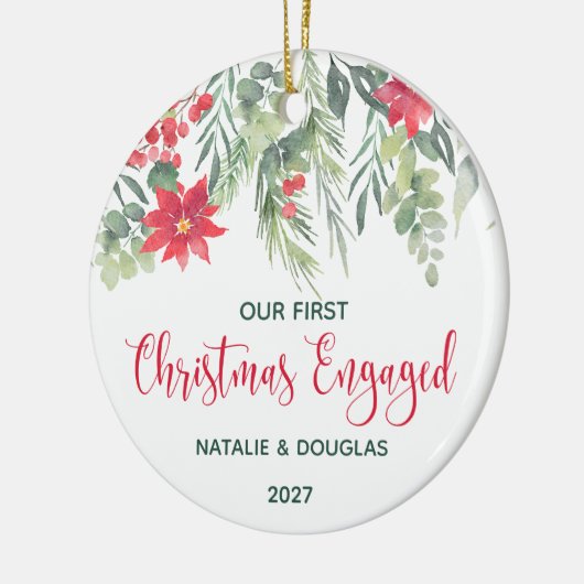 Poinsettia, onze eerste kerstfoto keramisch ornament (Links)