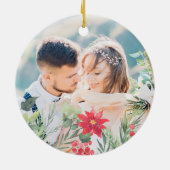 Poinsettia, onze eerste kerstfoto keramisch ornament (Achterkant)