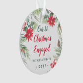 Poinsettia, onze eerste kerstfoto ornament (voorkant)